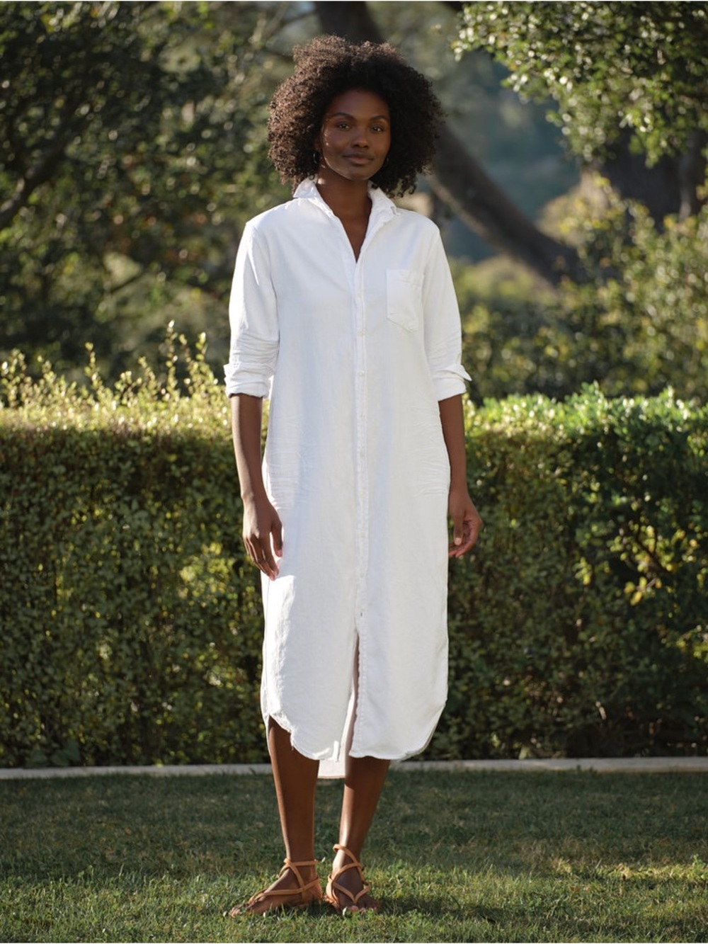 FRANK & EILEEN Rory White Maxi Shirtdress S
